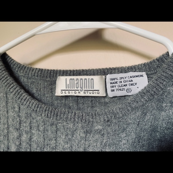 Grey 100% cashmere t-shirt - Picture 2 of 2